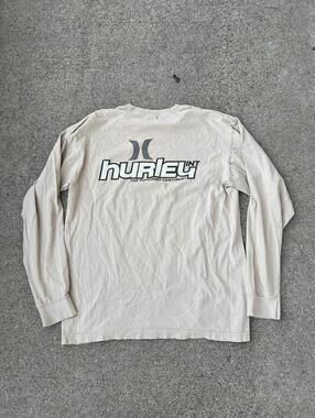 Vintage Hurley International T Shirt L Y2K Long Sleeve Tan Beige Surf Skate Tee
